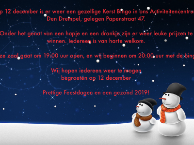 Kerstbingo Wijkvereniging Centrum West