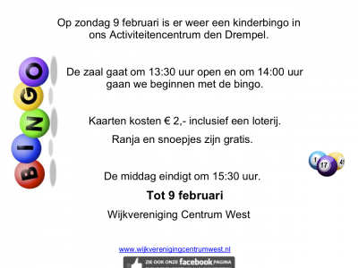 Kinderbingo Wijkvereniging Centrum West