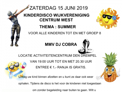 Zomer kinderdisco Centrum West