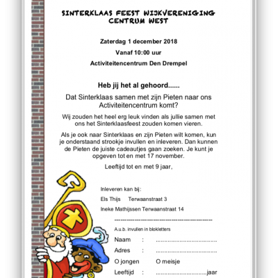 Sinterklaasfeest 2018 Wijkvereniging Centrum West